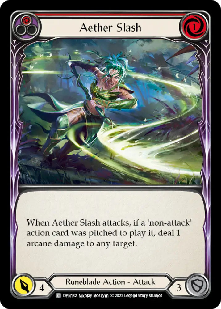 Aether Slash (Red) [Dynasty] Rainbow Foil - Flesh And Blood Single