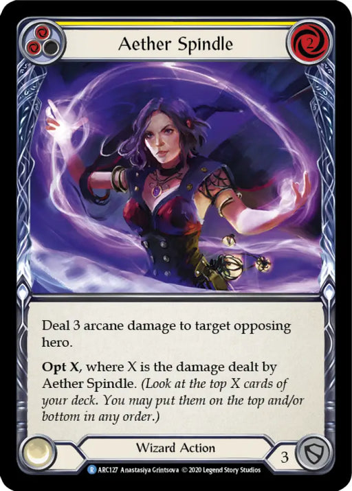Aether Spindle (Yellow) [Arcane Rising Unlimited] Unlimited Rainbow Foil - Flesh And Blood Single