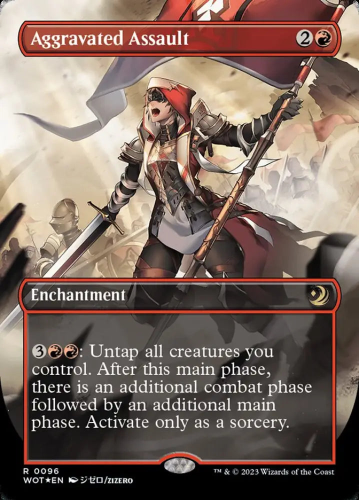 Aggravated Assault (Anime Borderless) (Confetti Foil) [Wilds of Eldraine: Enchanting Tales] - MTG Single