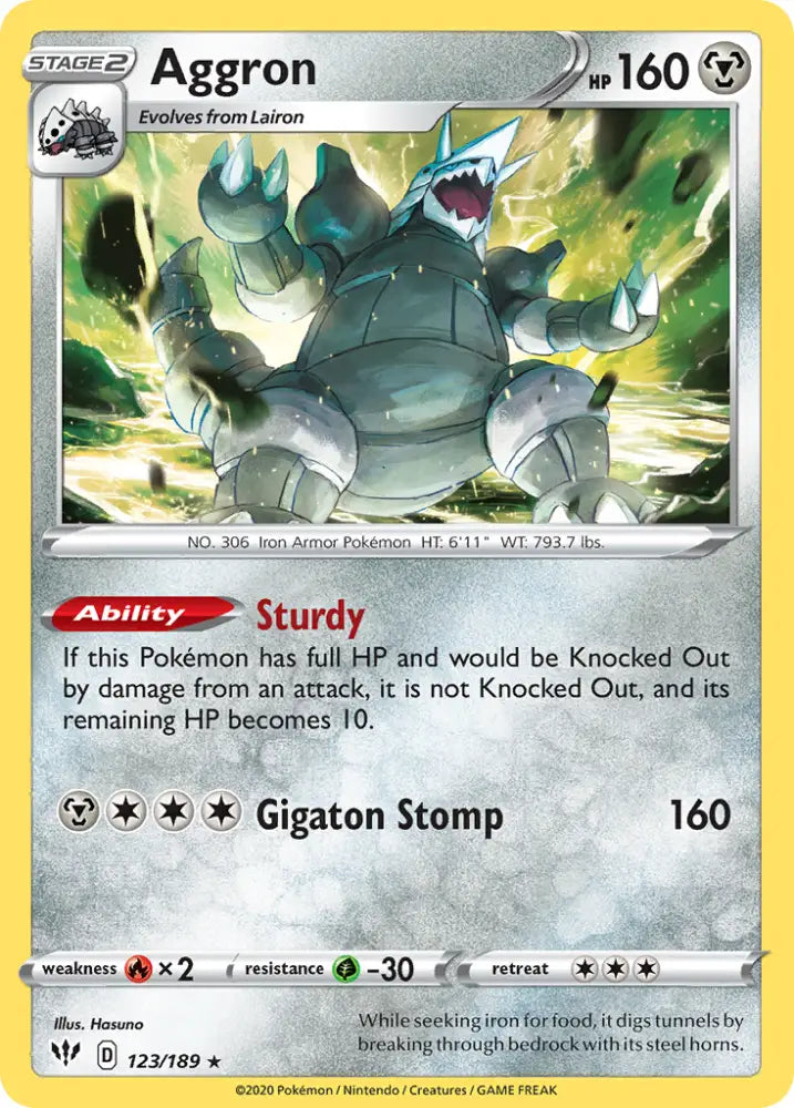 Aggron (123/189) [Sword & Shield: Darkness Ablaze] - Pokemon Single