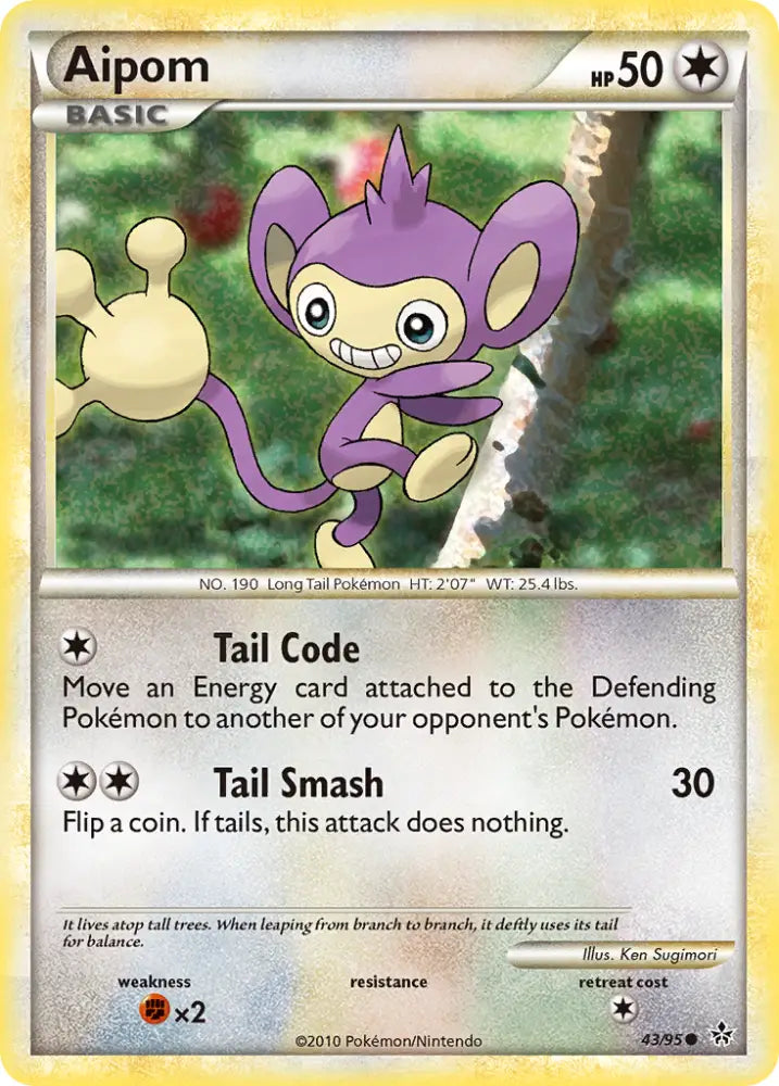 Aipom (43/95) [HeartGold & SoulSilver: Unleashed] - Pokemon Single