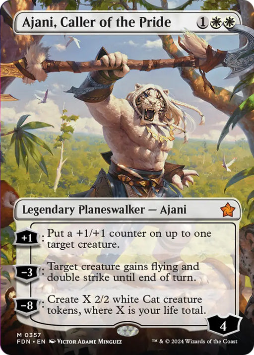 Ajani Caller of the Pride (Borderless) [Foundations] - MTG Single