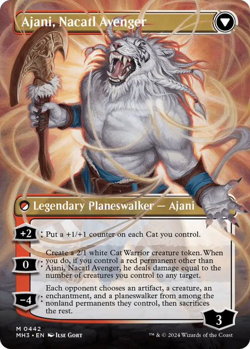 Ajani Nacatl Pariah // Ajani Nacatl Avenger (Borderless) [Modern Horizons 3] - MTG Single