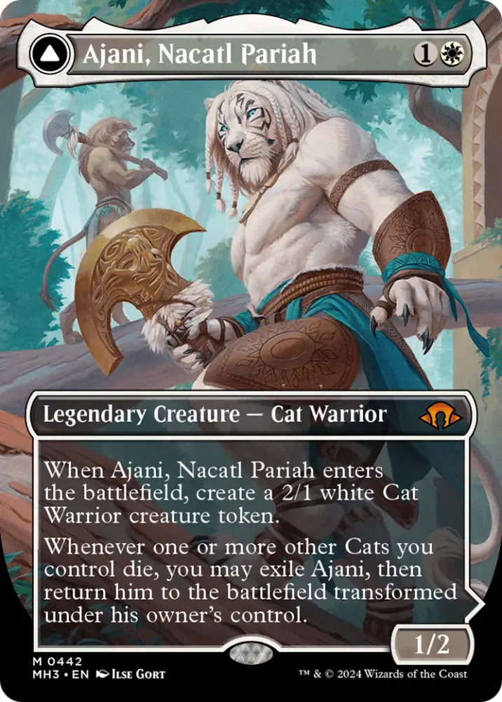 Ajani Nacatl Pariah // Ajani Nacatl Avenger (Borderless) [Modern Horizons 3] - MTG Single
