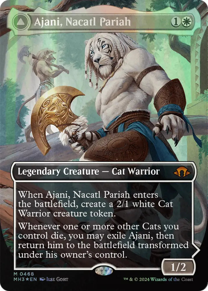 Ajani Nacatl Pariah // Ajani Nacatl Avenger (Borderless) (Textured Foil) [Modern Horizons 3] - MTG Single