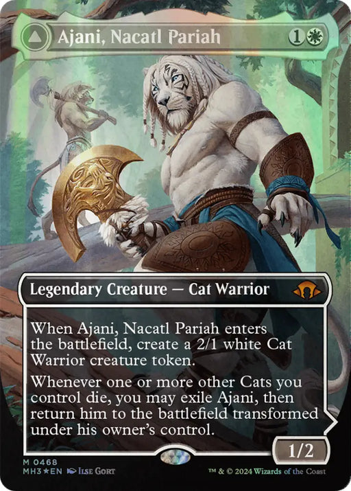 Ajani Nacatl Pariah // Ajani Nacatl Avenger (Borderless) (Textured Foil) [Modern Horizons 3] - MTG Single
