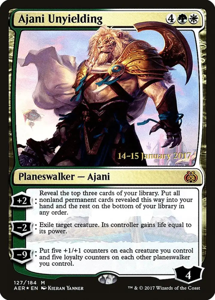 Ajani Unyielding [Aether Revolt Prerelease Promos] - MTG Single