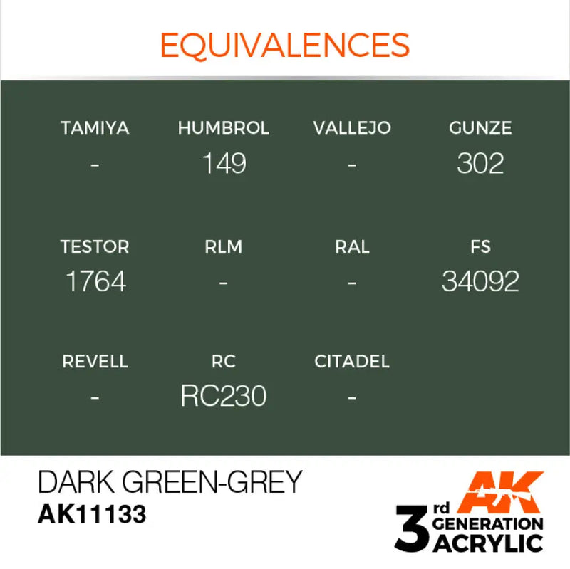 AK Interactive: 3G Acrylic Dark Green-Grey 17ml - AK Interactive