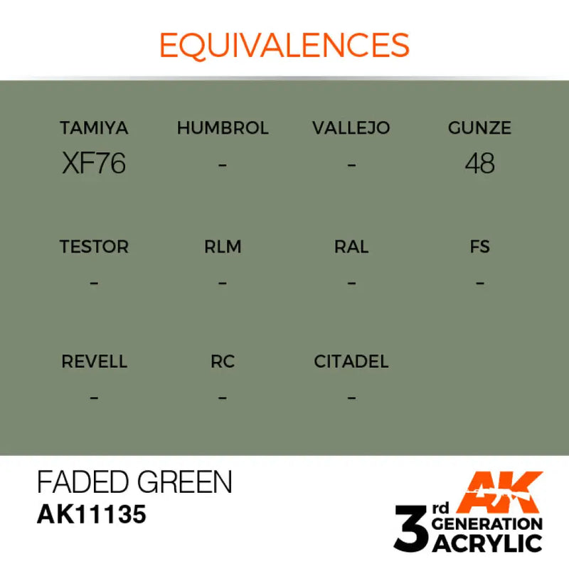 AK Interactive: 3G Acrylic Faded Green 17ml - AK Interactive
