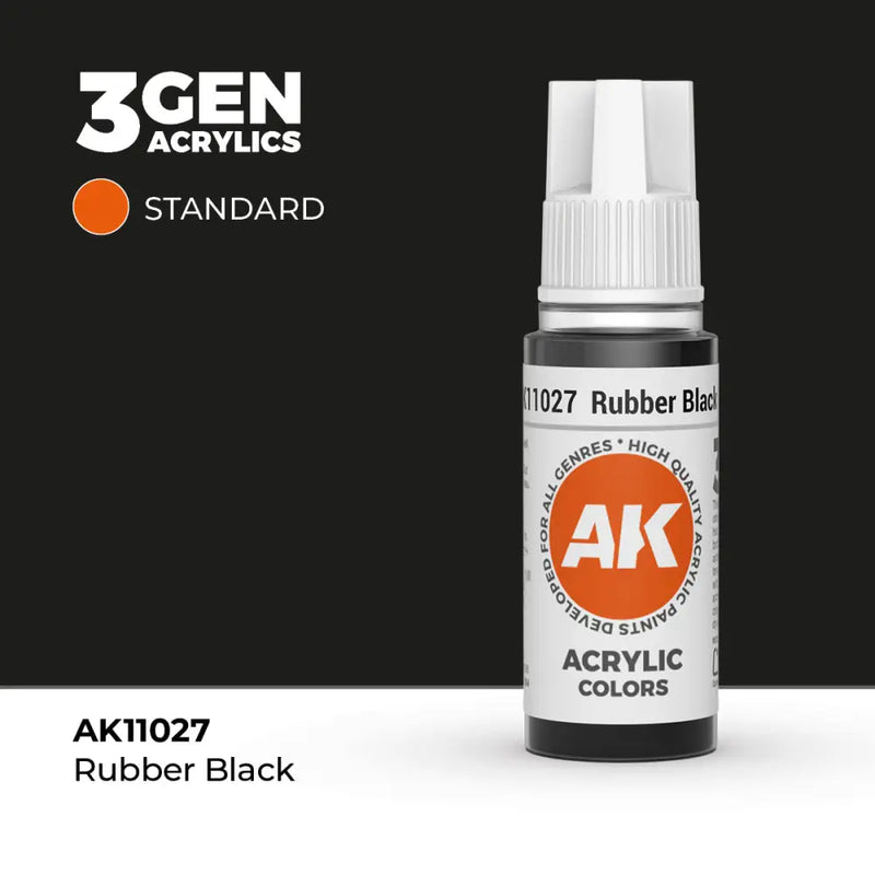 AK Interactive: 3G Acrylic Rubber Black 17ml - AK Interactive