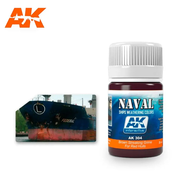 AK Interactive: Brown Streaking Grime For Red Hulls 35ml - AK Interactive