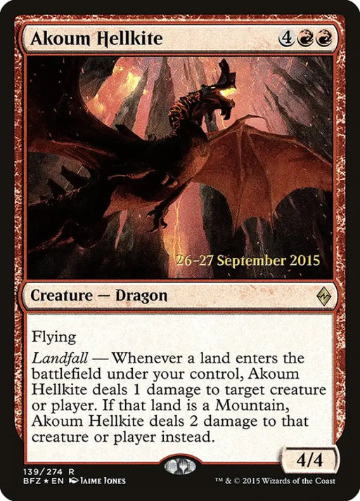 Akoum Hellkite [Battle for Zendikar Prerelease Promos] - MTG Single
