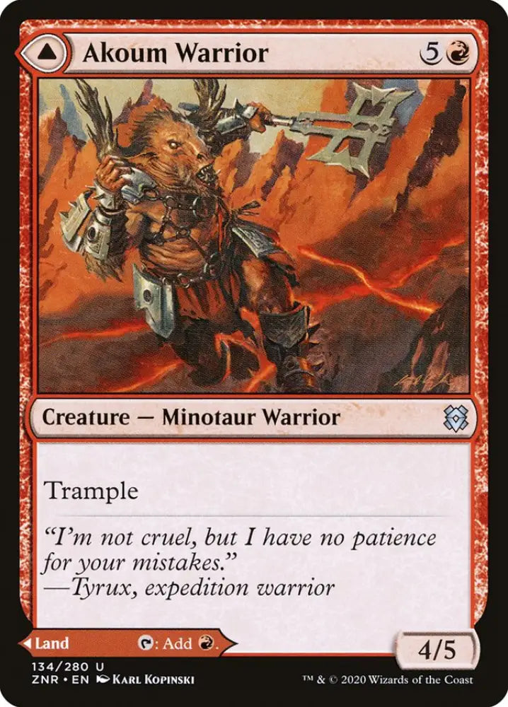 Akoum Warrior // Akoum Teeth [Zendikar Rising] - MTG Single