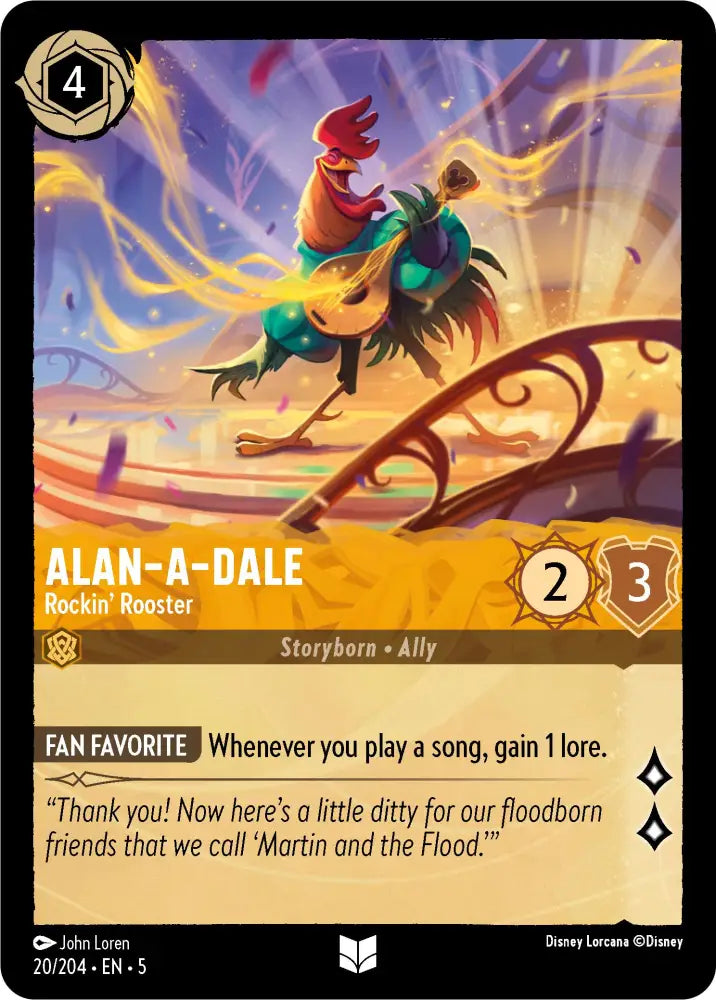 Alan-A-Dale - Rockin’ Rooster (20/204) [Shimmering Skies] - Lorcana Single