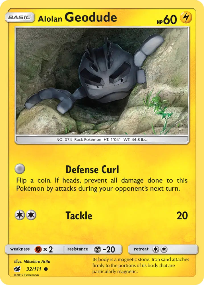 Alolan Geodude (32/111) [Sun & Moon: Crimson Invasion] - Pokemon Single