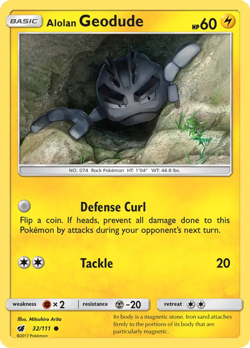 Alolan Geodude (32/111) [Sun & Moon: Crimson Invasion] - Pokemon Single
