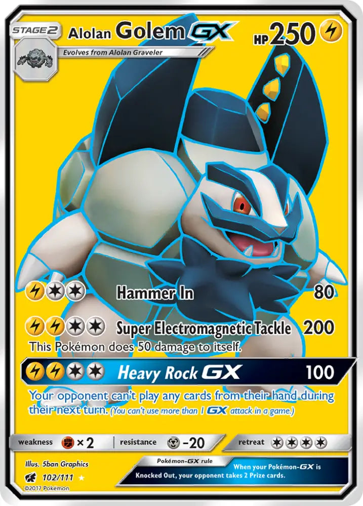 Alolan Golem GX (102/111) [Sun & Moon: Crimson Invasion] - Pokemon Single
