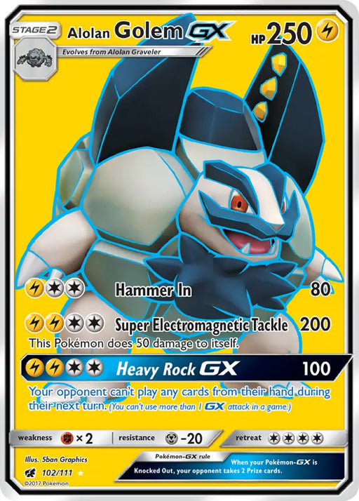 Alolan Golem GX (102/111) [Sun & Moon: Crimson Invasion] - Pokemon Single