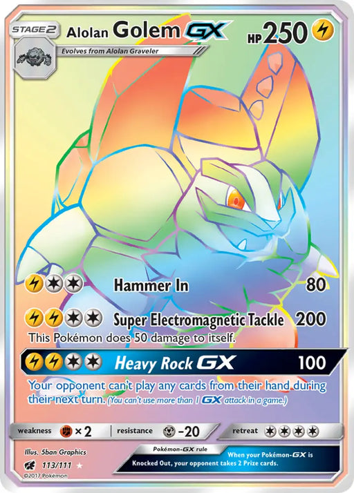 Alolan Golem GX (113/111) [Sun & Moon: Crimson Invasion] - Pokemon Single