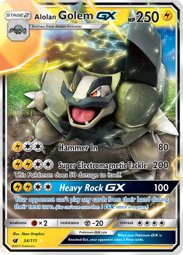 Alolan Golem GX (34/111) [Sun & Moon: Crimson Invasion] - Pokemon Single