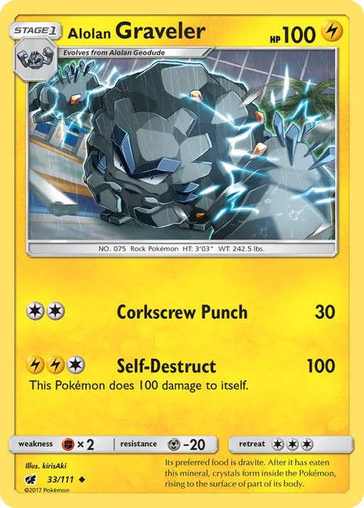 Alolan Graveler (33/111) [Sun & Moon: Crimson Invasion] - Pokemon Single