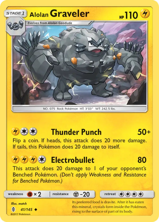 Alolan Graveler (41/145) [Sun & Moon: Guardians Rising] - Pokemon Single
