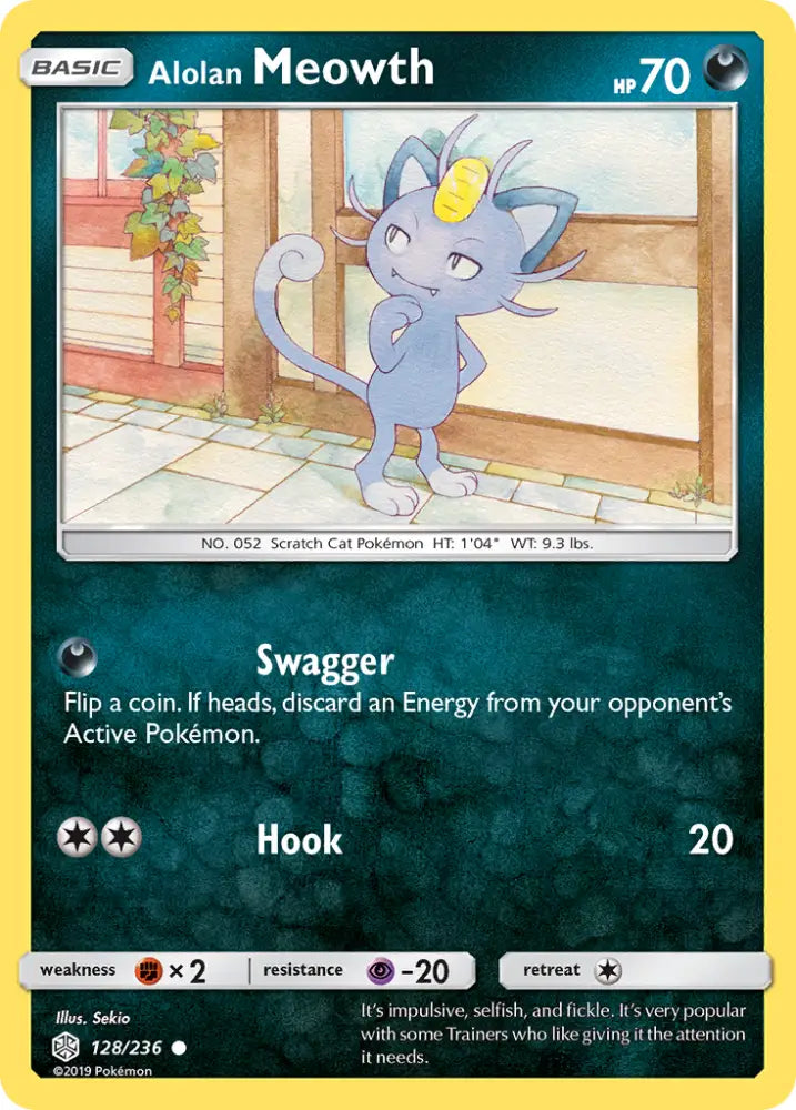 Alolan Meowth (128/236) [Sun & Moon: Cosmic Eclipse] - Pokemon Single