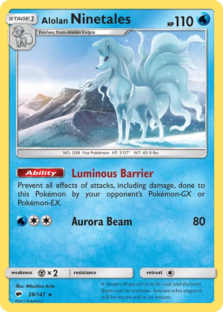 Alolan Ninetales (28/147) (Cracked Ice Holo) (Theme Deck Exclusive) [Sun & Moon: Burning Shadows] - Pokemon Single