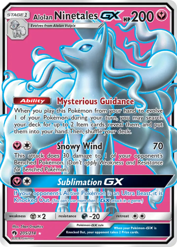 Alolan Ninetales GX (205/214) [Sun & Moon: Lost Thunder] - Pokemon Single