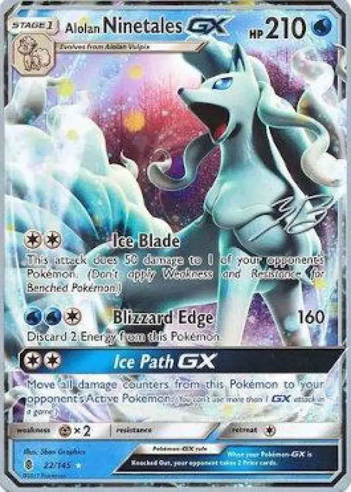 Alolan Ninetales GX (22/145) (Ice Path FTW - Zachary Bokhari) [World Championships 2017] - Pokemon Single