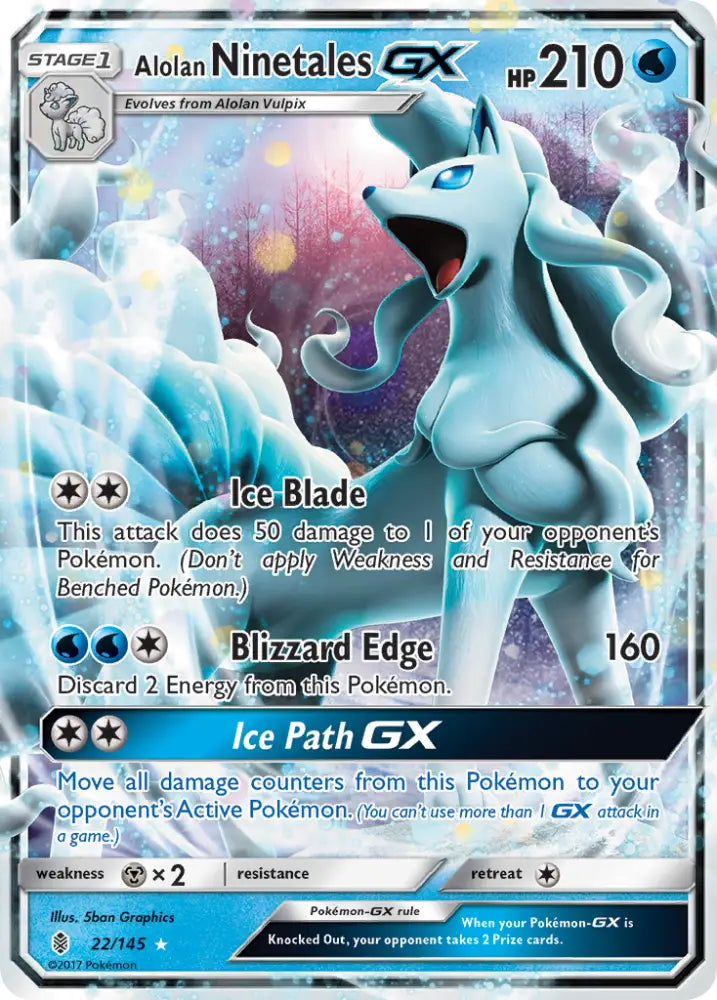 Alolan Ninetales GX (22/145) [Sun & Moon: Guardians Rising] - Pokemon Single