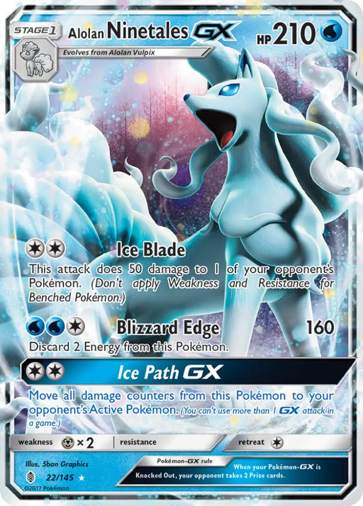 Alolan Ninetales GX (22/145) [Sun & Moon: Guardians Rising] - Pokemon Single
