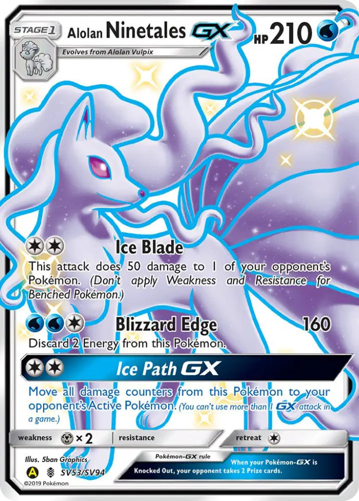 Alolan Ninetales GX (SV53/SV94) [Sun & Moon: Hidden Fates - Shiny Vault] - Pokemon Single