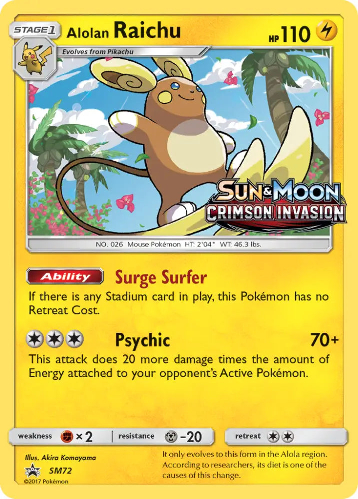 Alolan Raichu (SM72) (Prerelease Promo) [Sun & Moon: Black Star Promos] - Pokemon Single