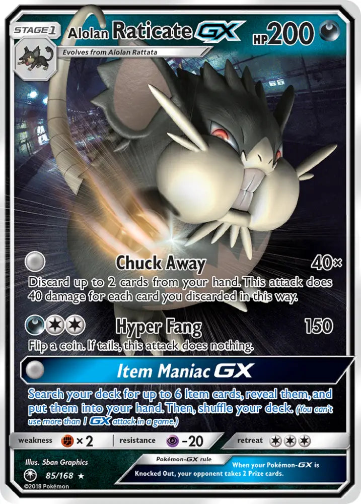 Alolan Raticate GX (85/168) [Sun & Moon: Celestial Storm] - Pokemon Single