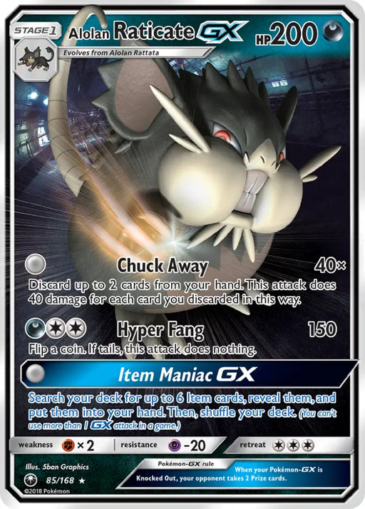 Alolan Raticate GX (85/168) [Sun & Moon: Celestial Storm] - Pokemon Single