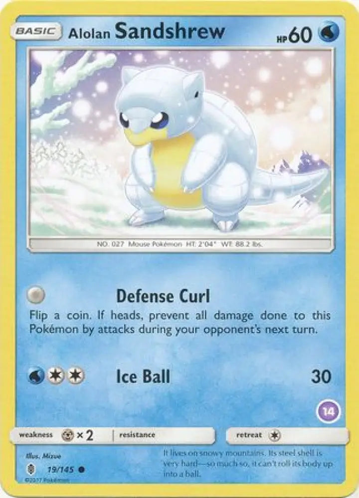 Alolan Sandshrew (19/145) (Deck Exclusive #14) [Sun & Moon: Trainer Kit - Alolan Sandslash] - Pokemon Single