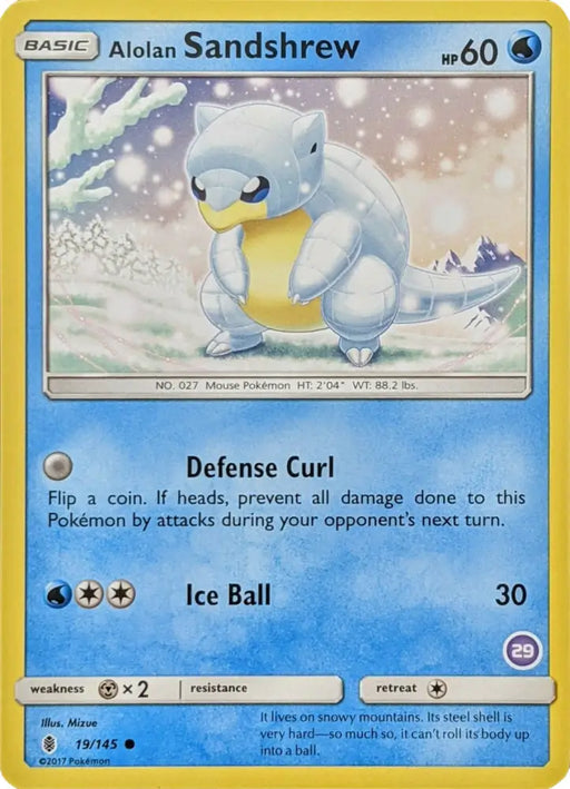 Alolan Sandshrew (19/145) (Deck Exclusive #29) [Sun & Moon: Trainer Kit - Alolan Sandslash] - Pokemon Single