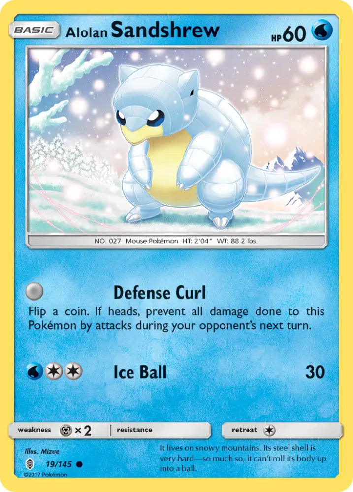 Alolan Sandshrew (19/145) [Sun & Moon: Guardians Rising] - Pokemon Single