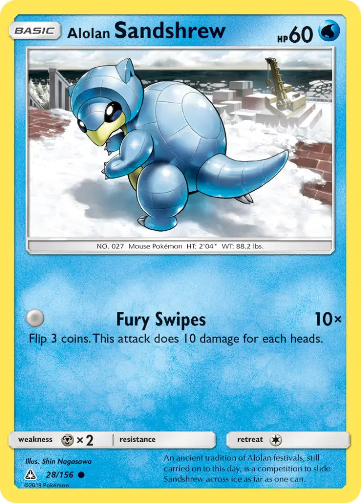 Alolan Sandshrew (28/156) [Sun & Moon: Ultra Prism] - Pokemon Single