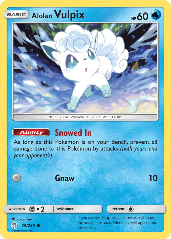 Alolan Vulpix (39/236) [Sun & Moon: Cosmic Eclipse] - Pokemon Single