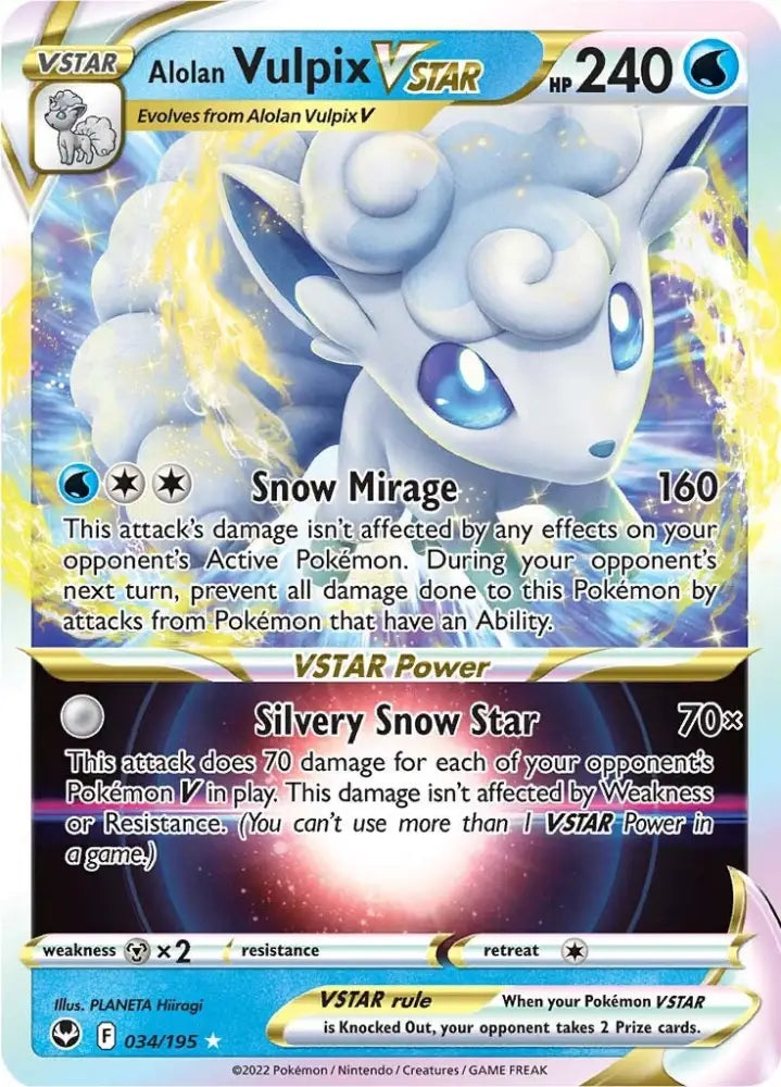 Alolan Vulpix VSTAR (034/195) [Sword & Shield: Silver Tempest] - Pokemon Single