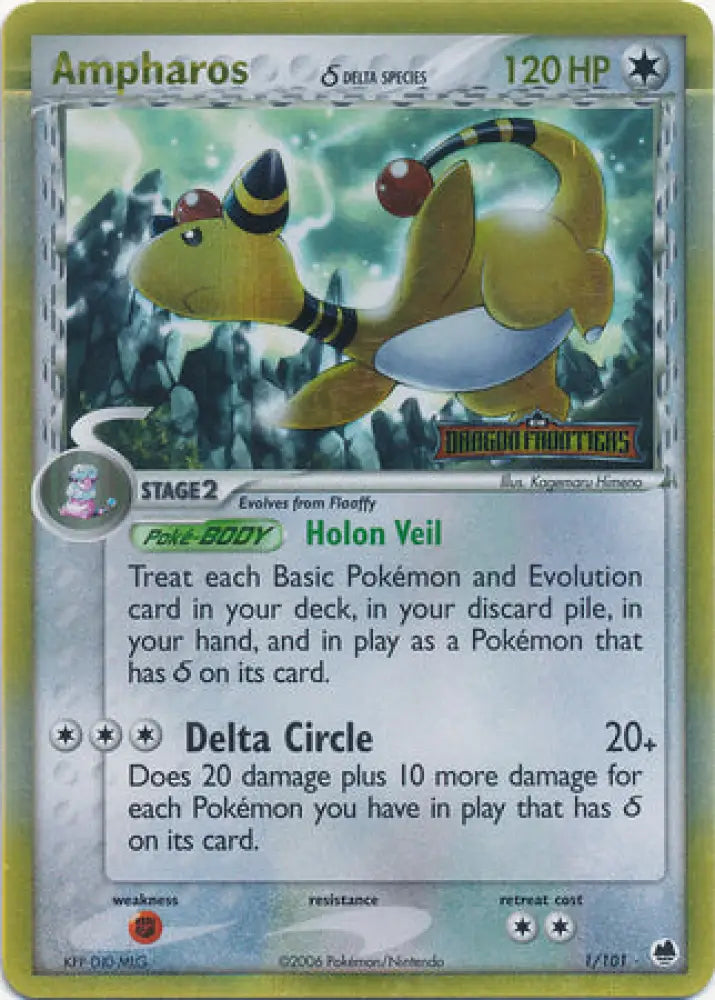 Ampharos (1/101) (Delta Species) (Stamped) [EX: Dragon Frontiers] - Pokemon Single