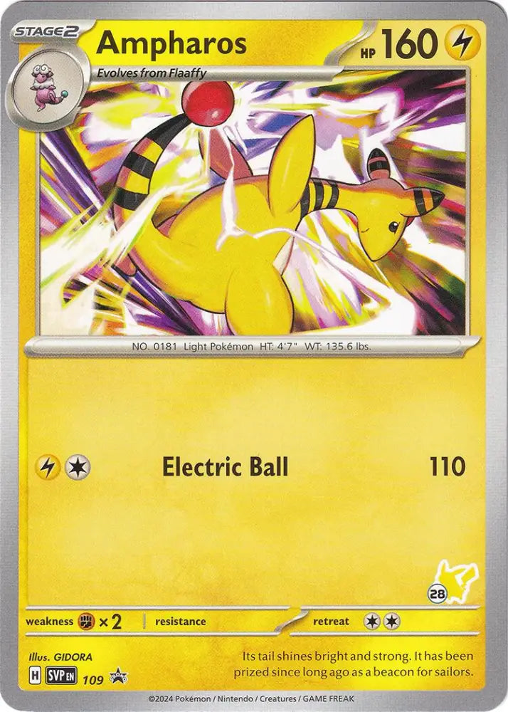 Ampharos (109) (Pikachu Stamp #28) [Battle Academy 2024] - Pokemon Single
