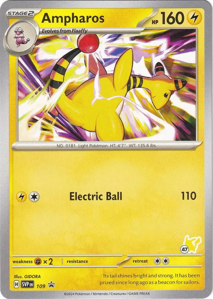 Ampharos (109) (Pikachu Stamp #47) [Battle Academy 2024] - Pokemon Single