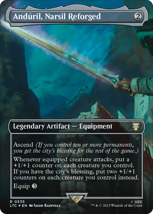 Anduril Narsil Reforged (Borderless) (Surge Foil) [The Lord of the Rings: Tales of Middle-Earth Commander] - MTG Single