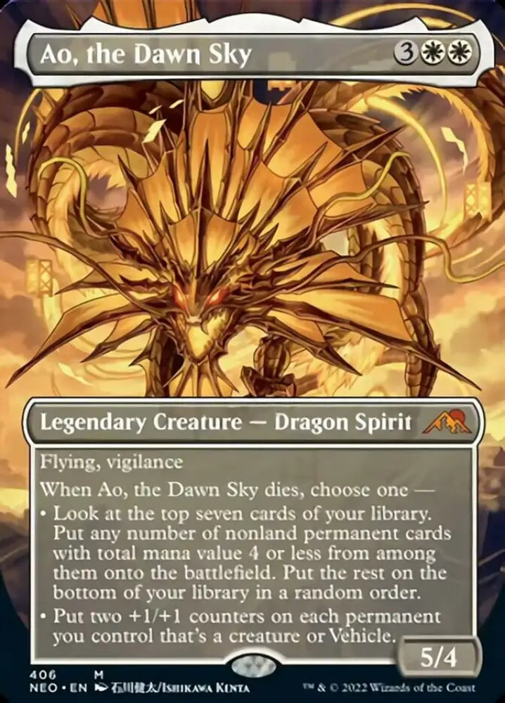 Ao the Dawn Sky (Borderless Alternate Art) [Kamigawa: Neon Dynasty] - MTG Single