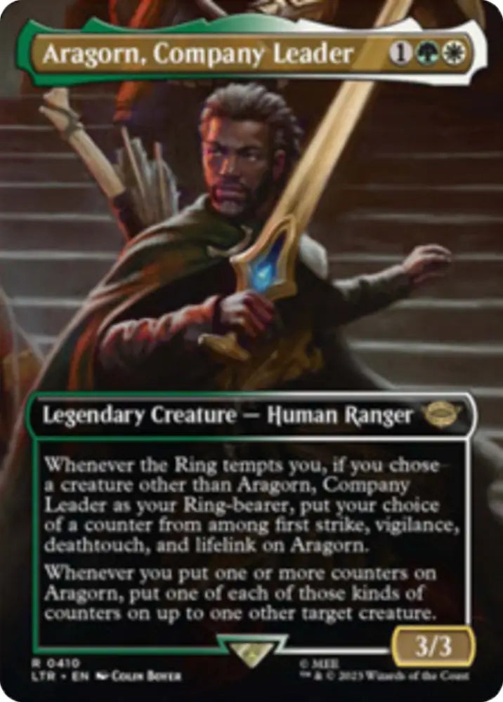 Aragorn Company Leader (Borderless Alternate Art) [The Lord of the Rings: Tales of Middle-Earth] - MTG Single