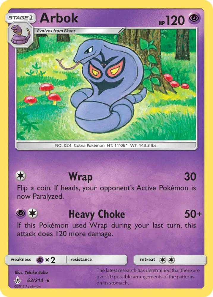 Arbok (63/214) [Sun & Moon: Unbroken Bonds] - Pokemon Single