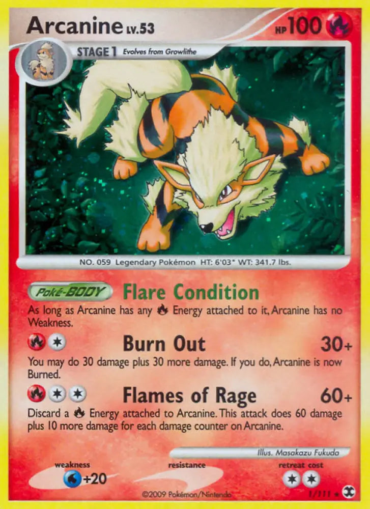 Arcanine (1/111) [Platinum: Rising Rivals] - Pokemon Single